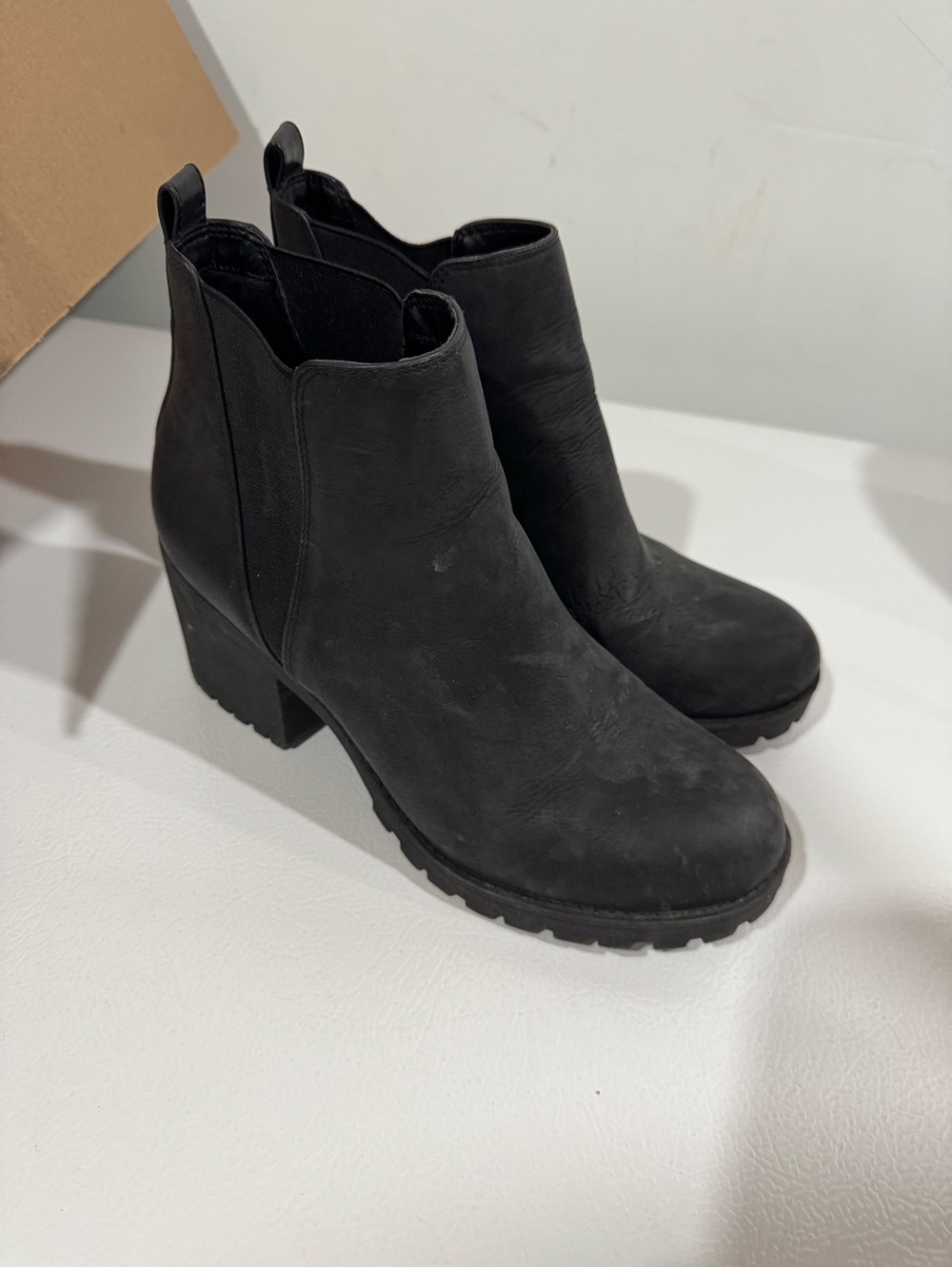 Dirty Laundry Black Nubuck Block Heel Chelsea Booties